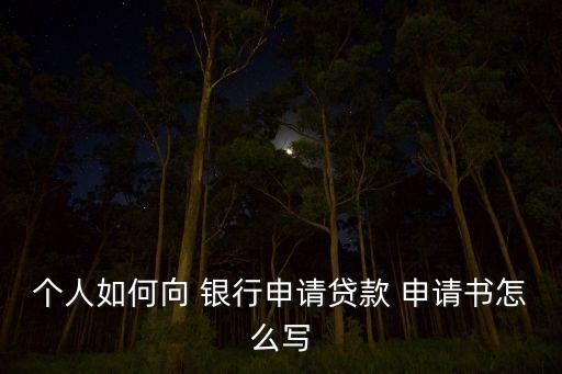 個(gè)人如何向 銀行申請(qǐng)貸款 申請(qǐng)書怎么寫