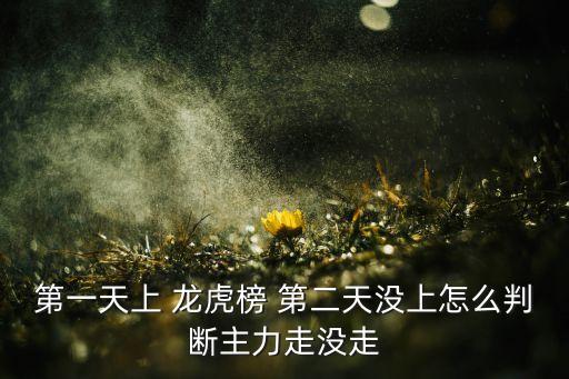 第一天上 龍虎榜 第二天沒(méi)上怎么判斷主力走沒(méi)走