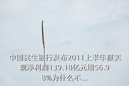 中國民生銀行發(fā)布2011上半年報(bào)實(shí)現(xiàn)凈利潤139.18億元增56.98%為什么不...