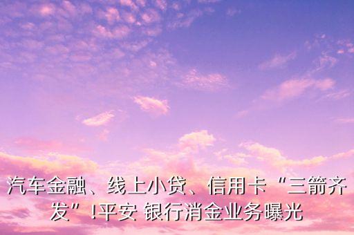 汽車金融、線上小貸、信用卡“三箭齊發(fā)”!平安 銀行消金業(yè)務(wù)曝光