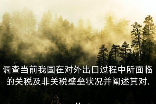 調(diào)查當前我國在對外出口過程中所面臨的關(guān)稅及非關(guān)稅壁壘狀況并闡述其對...