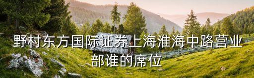  野村東方國際證券上?；春Ｖ新窢I業(yè)部誰的席位
