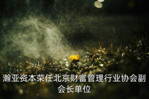 瀚亞資本榮任北京財(cái)富管理行業(yè)協(xié)會(huì)副會(huì)長單位