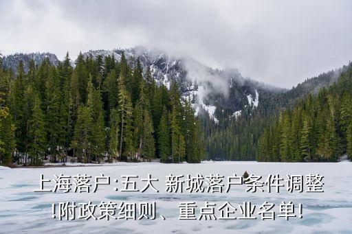  上海落戶(hù):五大 新城落戶(hù)條件調(diào)整!附政策細(xì)則、重點(diǎn)企業(yè)名單!