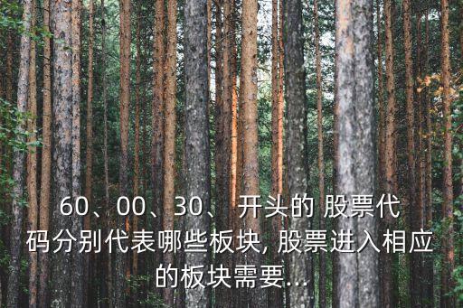 60、00、30、 開頭的 股票代碼分別代表哪些板塊, 股票進(jìn)入相應(yīng)的板塊需要...