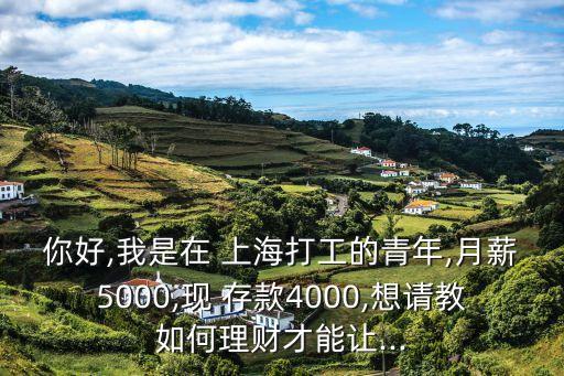 你好,我是在 上海打工的青年,月薪5000,現 存款4000,想請教如何理財才能讓...