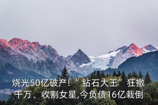 燒光50億破產(chǎn)!“ 鉆石大王”狂撒千萬、收割女星,今負(fù)債16億栽倒