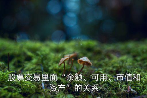  股票交易里面“余額、可用、市值和 資產(chǎn)”的關(guān)系