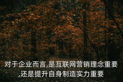 對于企業(yè)而言,是互聯(lián)網(wǎng)營銷理念重要,還是提升自身制造實(shí)力重要