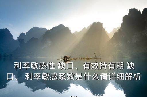  利率敏感性 缺口、有效持有期 缺口、 利率敏感系數(shù)是什么請?jiān)敿?xì)解析...