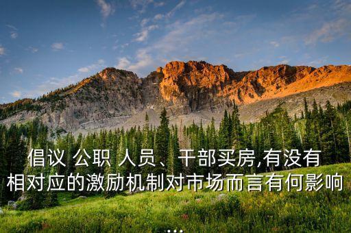 倡議 公職 人員、干部買房,有沒有相對應(yīng)的激勵機制對市場而言有何影響...
