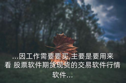 ...因工作需要要買(mǎi),主要是要用來(lái)看 股票軟件期貨現(xiàn)貨的交易軟件行情軟件...