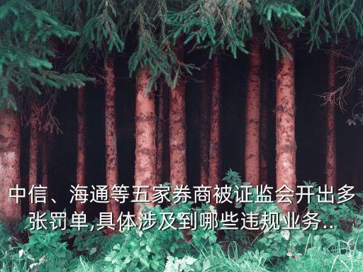 中信、海通等五家券商被證監(jiān)會(huì)開出多張罰單,具體涉及到哪些違規(guī)業(yè)務(wù)...