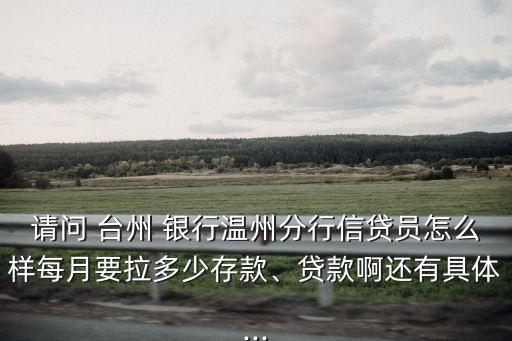 請(qǐng)問(wèn) 臺(tái)州 銀行溫州分行信貸員怎么樣每月要拉多少存款、貸款啊還有具體...