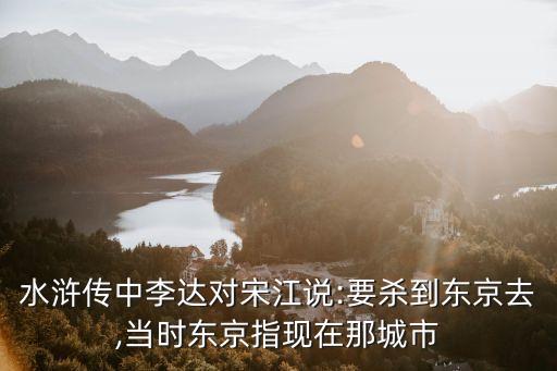 水滸傳中李達(dá)對(duì)宋江說:要?dú)⒌綎|京去,當(dāng)時(shí)東京指現(xiàn)在那城市