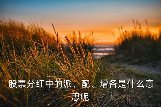  股票分紅中的派、配、增各是什么意思呢