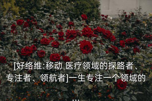 [好絡(luò)維:移動(dòng) 醫(yī)療領(lǐng)域的探路者、專注者、領(lǐng)航者]一生專注一個(gè)領(lǐng)域的...