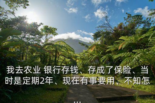我去農(nóng)業(yè) 銀行存錢、存成了保險、當(dāng)時是定期2年、現(xiàn)在有事要用、不知怎...