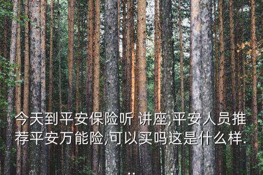 今天到平安保險(xiǎn)聽(tīng) 講座,平安人員推薦平安萬(wàn)能險(xiǎn),可以買嗎這是什么樣...