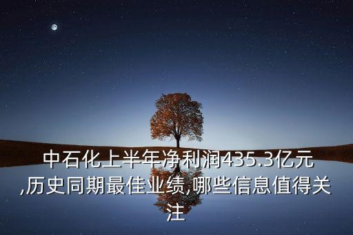  中石化上半年凈利潤435.3億元,歷史同期最佳業(yè)績,哪些信息值得關注