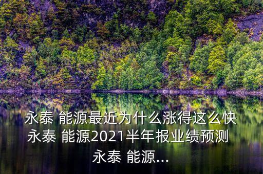  永泰 能源最近為什么漲得這么快 永泰 能源2021半年報(bào)業(yè)績預(yù)測 永泰 能源...