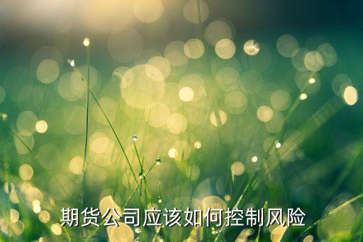  期貨公司應(yīng)該如何控制風(fēng)險