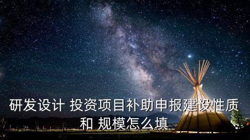 研發(fā)設計 投資項目補助申報建設性質(zhì)和 規(guī)模怎么填