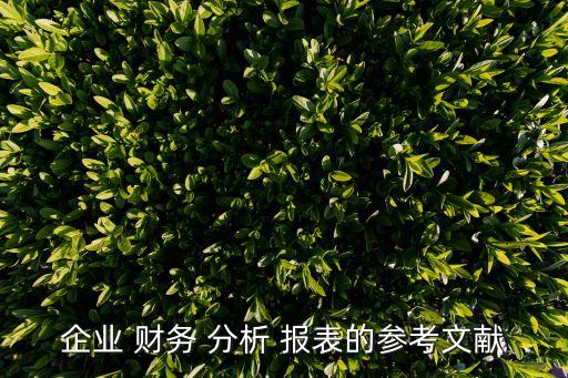 企業(yè) 財務(wù) 分析 報表的參考文獻
