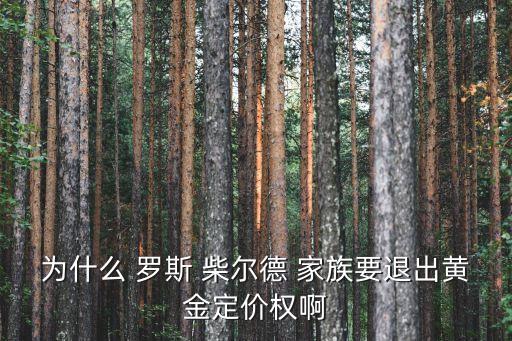 為什么 羅斯 柴爾德 家族要退出黃金定價權啊