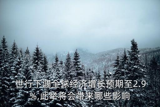  世行下調(diào)全球經(jīng)濟增長預(yù)期至2.9%,此舉將會帶來哪些影響