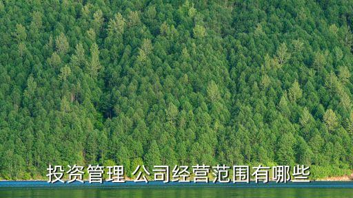  投資管理 公司經營范圍有哪些