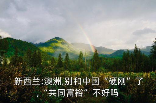  新西蘭:澳洲,別和中國“硬剛”了,“共同富裕”不好嗎