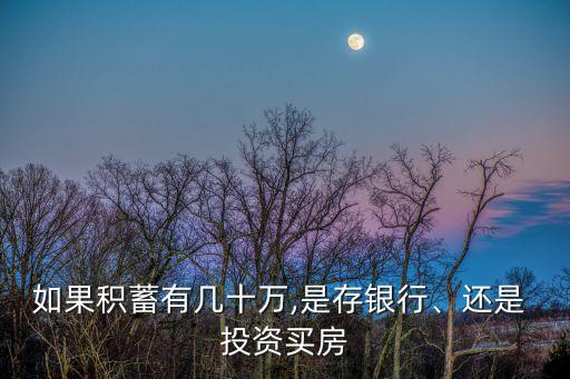如果積蓄有幾十萬,是存銀行、還是 投資買房