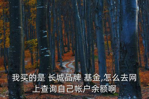 我買的是 長城品牌 基金,怎么去網上查詢自己帳戶余額啊